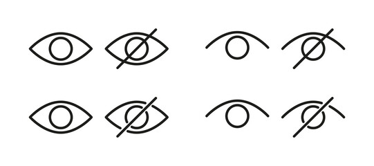 Password hidding icons set. Icons for data privacy and sensitive content mark. Outline vector illustration