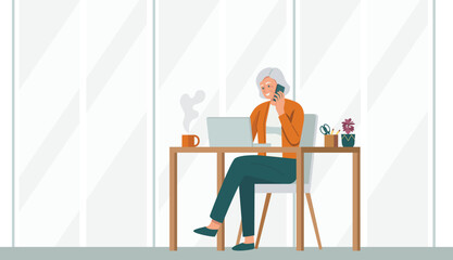 Senior woman working in the office