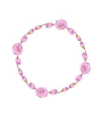 Pink flowers watercolor cherry blossom illustration.