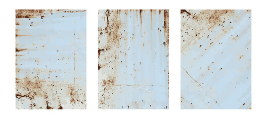 Set of rusted steel plate metal texture background, in A4 size for design work page cover book...