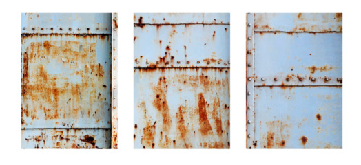 Set of rusted steel plate metal texture background, in A4 size for design work page cover book presentation. brochure layout and flyers poster template. isolated