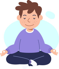  boy siting meditation cartoon