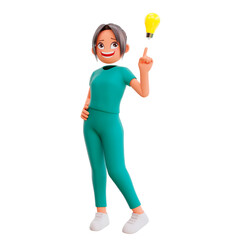 3d render cute nurse get idea