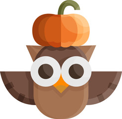 owl and pumpkin celebrate autumn flat glossy icon