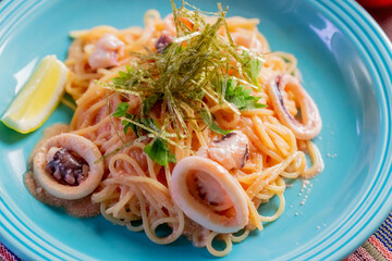 イカとタコのたらこパスタ