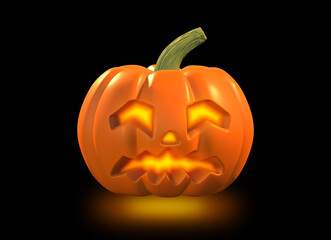 Halloween Pumpkin, Scary Jack O' Lantern, 3d Rendering Image.