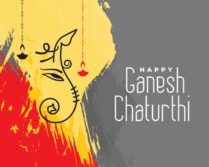 hindu festival ganesh chaturthi banner in paint brush style