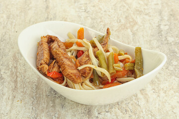 Chinese wok with chicken and teriyaki