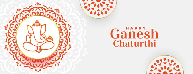 happy ganesh chaturthi holiday wishes card banner - obrazy, fototapety, plakaty