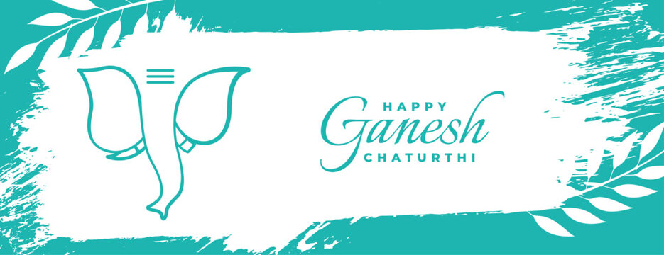 grungy style shubh ganesh chaturthi festival banner