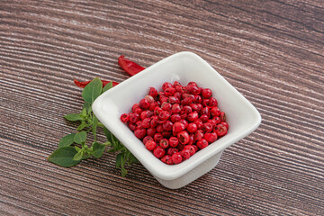 Red pepper seeds in the bowl