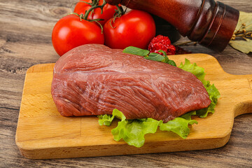 Raw beef cut for cooking