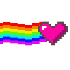 pixel art heart with rainbow tail Postcard cover for Valentine's Day express feelings of romance and love