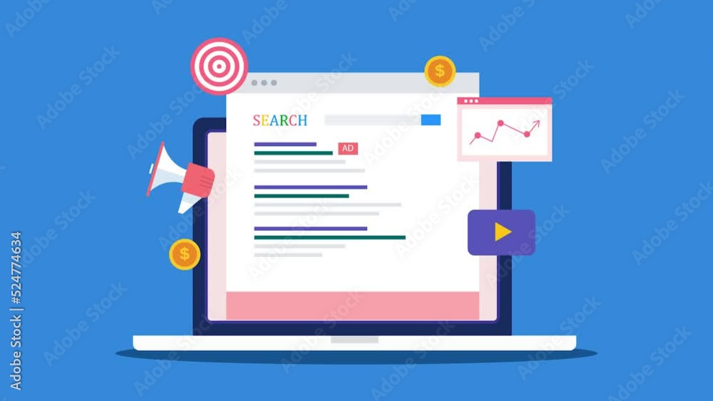 Poster search engine marketing concept. web traffic growth and targeting online users with ppc digital adve