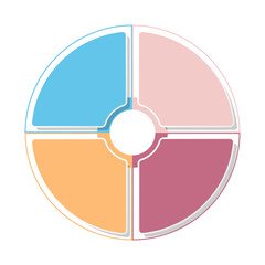 Basic circle infographic template with 4 steps, process or options, process chart, Used for process diagram, presentations, workflow layout, flow chart, infograph. Vector eps10 illustration.