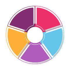 Basic circle infographic template with 5 steps, process or options, process chart, Used for process diagram, presentations, workflow layout, flow chart, infograph. Vector eps10 illustration.