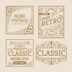 four golden vintage labels