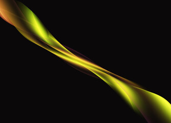 Abstract Flowing Yellow Wave on Black Background