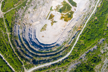Panorama of a quarry for mining. View from above.