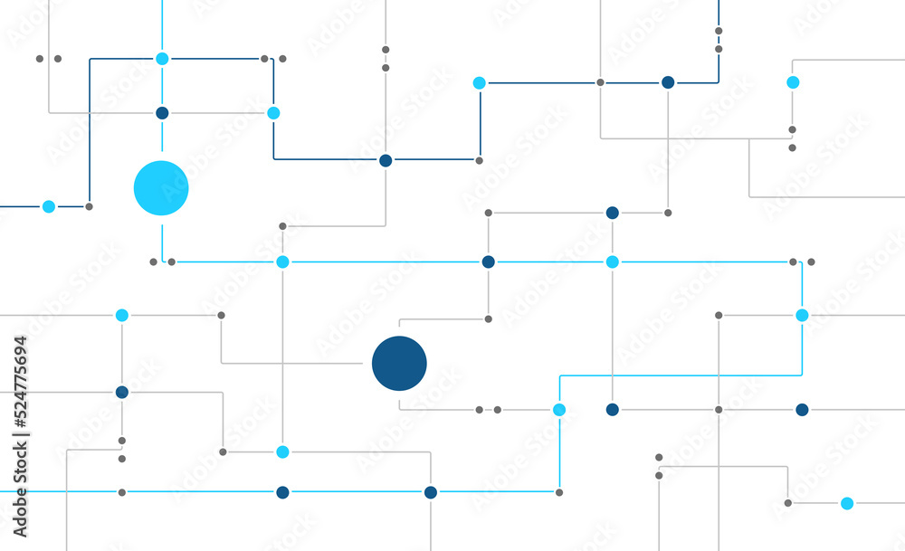 Aufkleber Information network circuit board system connect dots and lines background template. Technology linked global digital database graphic vector