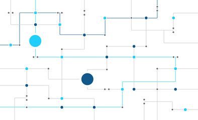 Information network circuit board system connect dots and lines background template. Technology linked global digital database graphic vector