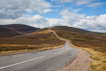 Amazing road in Cairnwell Pass  in the Scottish Highlands, Scotland.