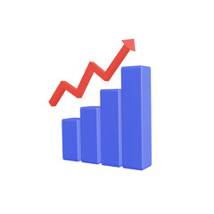Growing bar graph with a rising arrow.