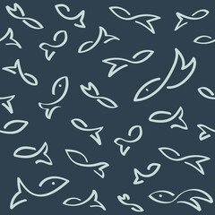 Hand Drawn Fish Seamless Pattern - Suitable for wallpaper, background, fabric, and wrapping paper