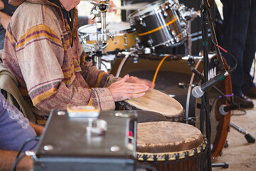 Live music performance, man playing drum