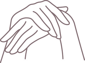 hand on hand fondle caress hand element line art illustration