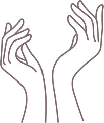two hands pose model line art element