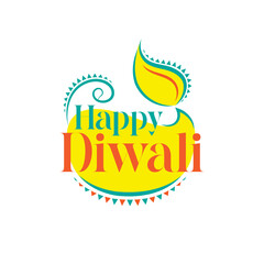 Happy Diwali Festival Sticker Greeting Design Template