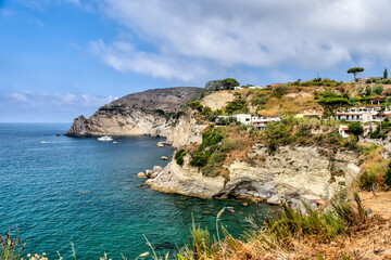 Fototapeta na wymiar Landscape views in the small beach village of Sant' Angelo on the island of Ischia in Italy 