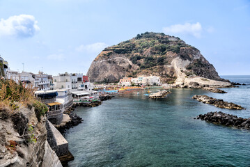 Landscape views in the small beach village of Sant' Angelo on the island of Ischia in Italy
