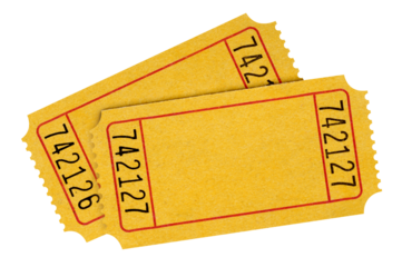 Two blank orange tickets isolated transparent background photo PNG file