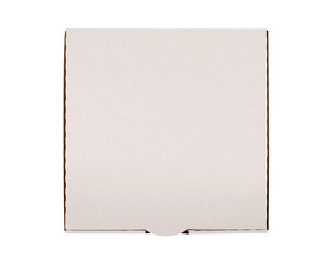Plain white pizza box top isolated flat transparent background photo PNG file