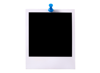 Polaroid style photo frame with pushpin