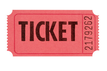 Red movie ticket isolated transparent background photo PNG file - obrazy, fototapety, plakaty