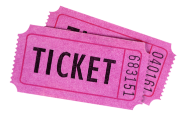 Two purple movie or concert tickets isolated transparent background photo PNG file