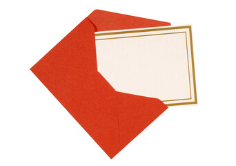 Invitation or messgae card with red envelope isolated transparent background photo PNG file