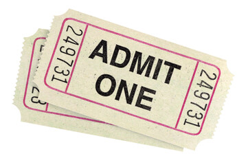 Two pair admit one movie tickets isolated transparent background photo PNG file - obrazy, fototapety, plakaty