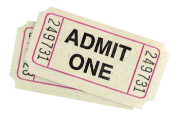 Two pair admit one movie tickets isolated transparent background photo PNG file