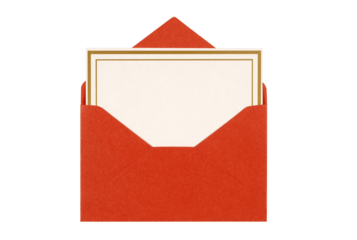 Invitation or greeting card with red envelope isolated transparent background photo PNG file