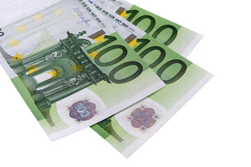 Euro 100 hundred currency notes or bills isolated transparent background photo PNG file