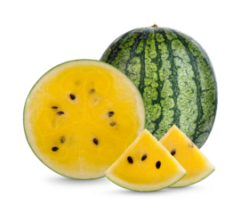 Fresh yellow watermelon isolated on transparent background (.PNG)