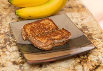 Plated grilled cheese sandwich