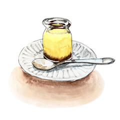 瓶プリンの手描きイラスト