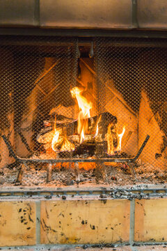 Fire burning in fireplace