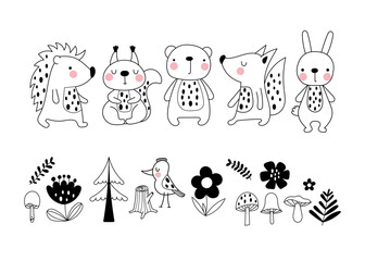 Forest animals cute collection