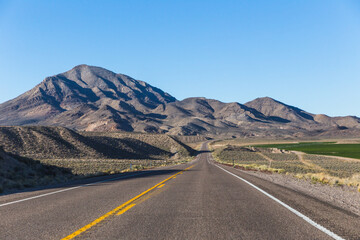 Road through mountainous desert